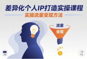 差异化个人IP打造实操课程,实操流量变现方法|淘骐网赚资源库