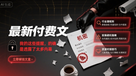 最新付费文:我的这些提醒,的确是透露了太多内幕|淘骐网赚资源库