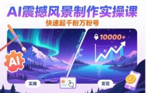 AI震撼风景制作实操课，快速起千粉万粉号|淘骐网赚资源库