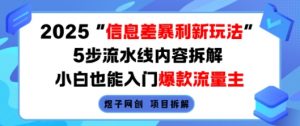 2025信息差暴利新玩法，5步流水线内容拆解，小白也能入门爆款流量主|淘骐网赚资源库