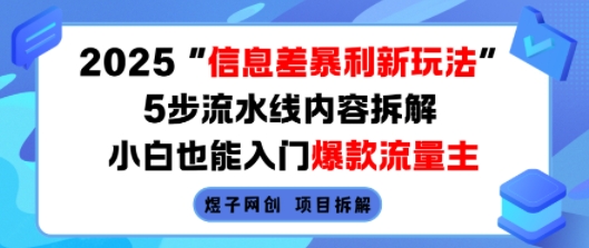 2025信息差暴利新玩法,5步流水线内容拆解,小白也能入门爆款流量主|淘骐网赚资源库