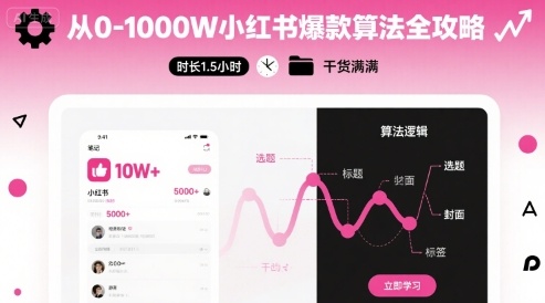 从0-1000W小红书爆款算法全攻略，时长1.5小时，干货满满|淘骐网赚资源库