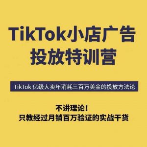 TikTok小店广告投放特训营,6天破局计划专治各种“投不动”,教你经过月销百万验证的实战干货|淘骐网赚资源库