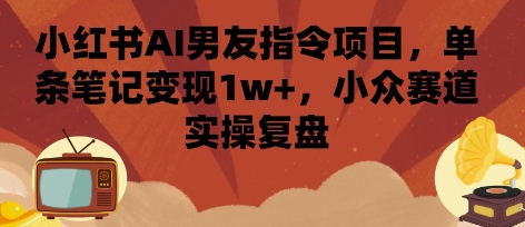 小红书AI男友指令项目,单条笔记变现1w+,小众赛道实操复盘|淘骐网赚资源库