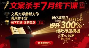 文案杀手7月线下课，​文案大师最新力作，满满的干货|淘骐网赚资源库