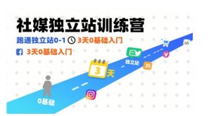 社媒独立站训练营,跑通独立站0-1,3天0基础入门|淘骐网赚资源库