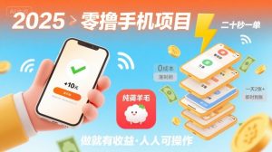 2025年零撸手机项目，二十秒一单，纯薅羊毛 一天2张+做就有【揭秘】|淘骐网赚资源库