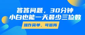 答答问题，30分钟，小白也能一天最少也有三位数，操作简单|淘骐网赚资源库