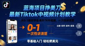 蓝海项目挣美刀,最新Tiktok中视频计划教学,从0-1教你学会海外TK中视频,一次性讲清楚|淘骐网赚资源库