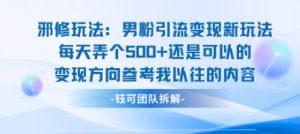 邪修玩法：男粉引流变现新玩法每天弄个5张还是可以的变现方向参考我以往的内容|淘骐网赚资源库