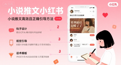 小说推文小红书高转化引导方法实操课,小说推文高效且正确引导方法|淘骐网赚资源库