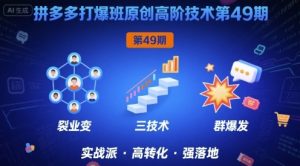 拼多多打爆班原创高阶技术第49期,拼多多裂变+阶梯+群爆|淘骐网赚资源库