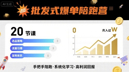 批发式爆单陪跑营,20节课带你实现批发式爆单,带你经松月入过W|淘骐网赚资源库