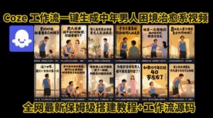 coze工作流一键生成”中年男人困境扎心高涨粉高播放量图文视频”保姆级拆解教程,无需剪辑,无需拍摄写文案|淘骐网赚资源库