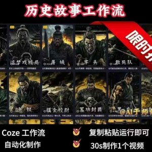 COZE扣子工作流一键生成历史人物一生的视频,复制粘贴运行即可,30s制作1个视频|淘骐网赚资源库