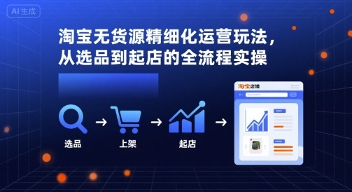 淘宝无货源精细化运营玩法，从选品到起店的全流程实操|淘骐网赚资源库