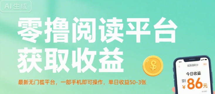 零撸阅读平台获取收益,最新无门槛平台,一部手机即可操作,单日收益50-3张【揭秘】|淘骐网赚资源库