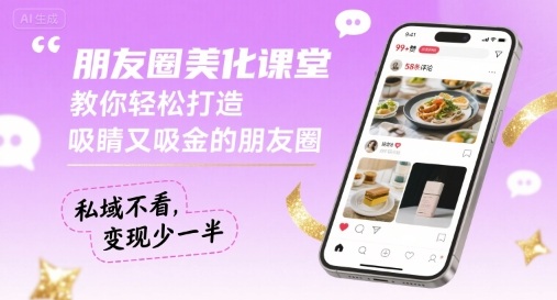 朋友圈美化课堂,教你轻松打造,吸睛又吸金的朋友圈,私域不看,变现少一半|淘骐网赚资源库