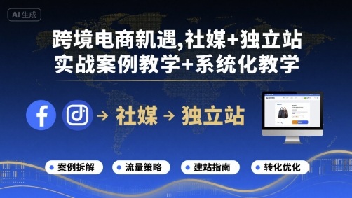 跨境电商新机遇,社媒+独立站,实战案例教学+系统化教学|淘骐网赚资源库