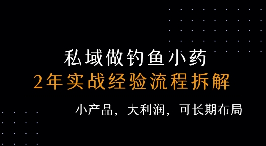 私域做钓鱼小药 每单利润3张+ 详细流程拆解|淘骐网赚资源库