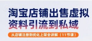 淘宝店铺出售虚拟资料引流到私域,从店铺注册到优化上架全讲解(11节课)|淘骐网赚资源库