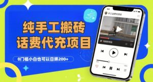 纯“手工搬砖”话费会员代充项目,零门槛小白也可以日入2张+,工作室可以复制扩大|淘骐网赚资源库