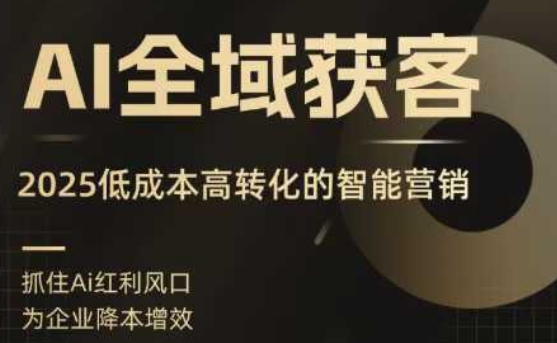 AI全域获客实训营,2025低成本高转化的智能营销,精准找客,高效营销|淘骐网赚资源库