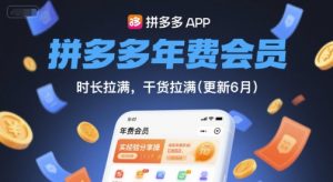 拼多多年费会员,实经验分享操,时长拉满,干货拉满(更新9月)|淘骐网赚资源库
