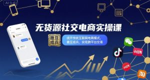 无货源社交电商实操课,绕开传统互联网电商模式,撒豆成兵,实现跨平台交易|淘骐网赚资源库
