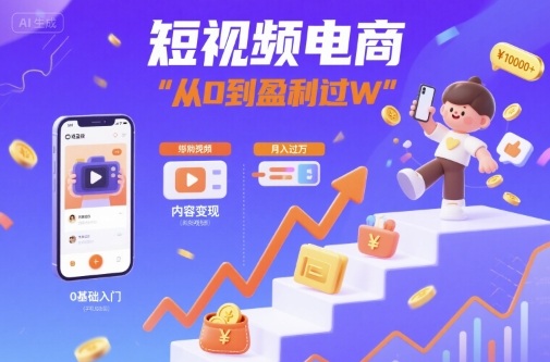 短视频电商:短视频变现从0到盈利过W|淘骐网赚资源库