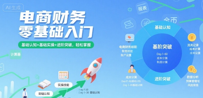 电商财务零基础入门,基础认知+基础实操+进阶突破,轻松掌握|淘骐网赚资源库