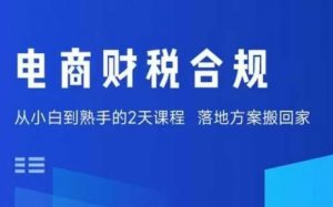 电商财税合规线下课,适合老板+财务,教你规避涉税风险,实现低成本合规经营|淘骐网赚资源库