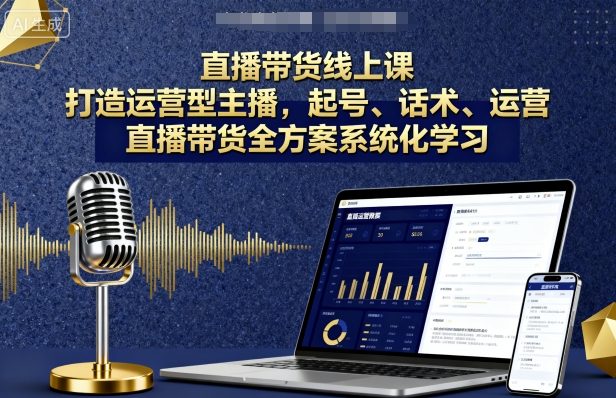 直播带货线上课,打造运营型主播,起号、话术、运营,直播带货全方案系统化学习|淘骐网赚资源库