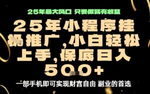 微信小程序挂G推广,解放双手,保底日入5张【揭秘】|淘骐网赚资源库