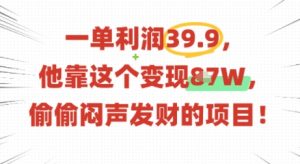 一单利润39.9，有人靠这个变现几十个，偷偷闷声发财的项目|淘骐网赚资源库