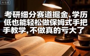 考研细分赛道掘金,日入1k+,学历低也能轻松做保姆式手把手教学,不做真的亏大了【揭秘】|淘骐网赚资源库