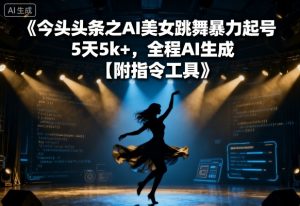 今日头条之AI美女跳舞暴力起号,5天1k+,全程AI生成【附指令工具】|淘骐网赚资源库