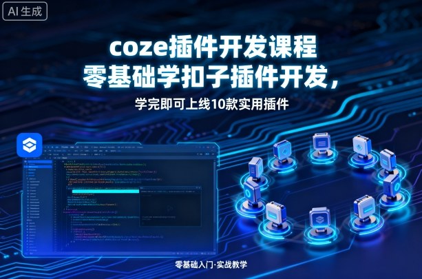 coze插件开发课程,零基础学扣子插件开发,学完即可上线10款实用插件|淘骐网赚资源库