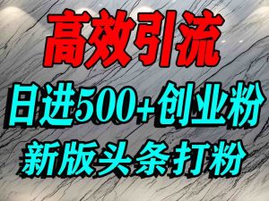 今日头条打创业粉，一篇文章就能引流几百个精准创业粉，日进500+精准流量-第一资源库