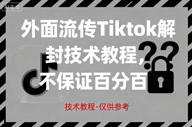 外面流传Tiktok解封技术教程，不保证百分百，具体自测|淘骐网赚资源库