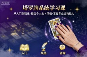塔罗牌系统学习课，助你从入门到精通，塑造个人占卜风格，掌握专业咨询能力|淘骐网赚资源库