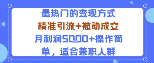 小众赛道玩法：当下最热门的变现方式，精准引流+被动成交月利润5k+操作简单，适合兼职人群|淘骐网赚资源库