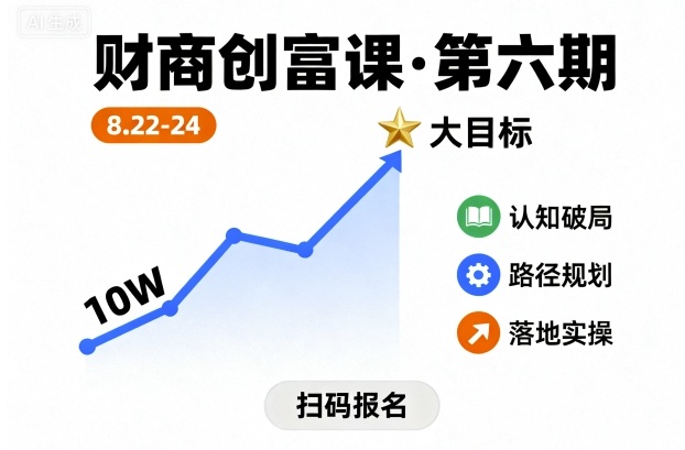 财商创富课第六期8月22-24号,如何从10W起步,一步步实现大目标|淘骐网赚资源库