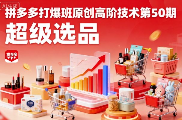 拼多多打爆班原创高阶技术第50期,超级选品|淘骐网赚资源库