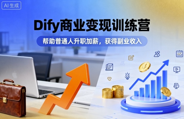 Dify商业变现训练营，帮助普通人升职加薪，获得副业收入|淘骐网赚资源库