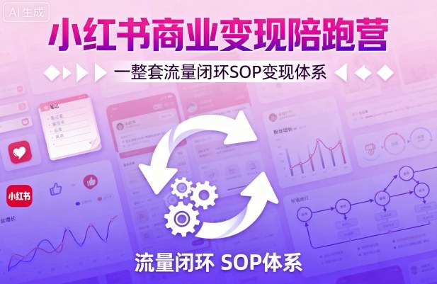小红书商业变现陪跑营,轻IP矩阵 私域获客 聚光投流,一整套流量闭环SOP变现体系|淘骐网赚资源库