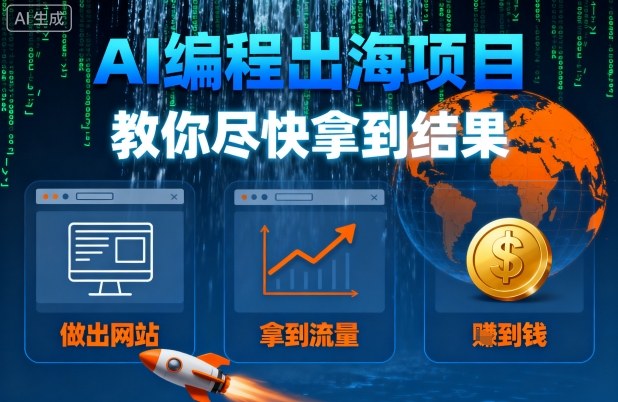 AI编程出海项目，教你尽快拿到结果-做出网站、拿到流量、賺到钱|淘骐网赚资源库