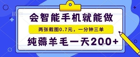 手机项目,二十秒一单,纯薅羊毛一天2张+做就有【揭秘】|淘骐网赚资源库