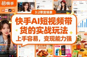 快手ai短视频带货的实战玩法,上手容易,变现能力强|淘骐网赚资源库