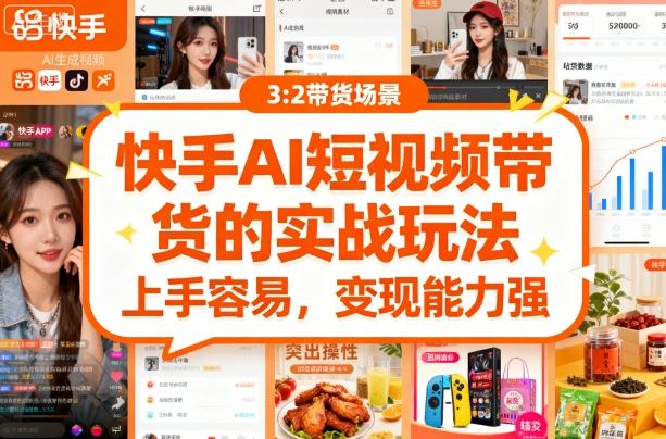 快手ai短视频带货的实战玩法,上手容易,变现能力强|淘骐网赚资源库